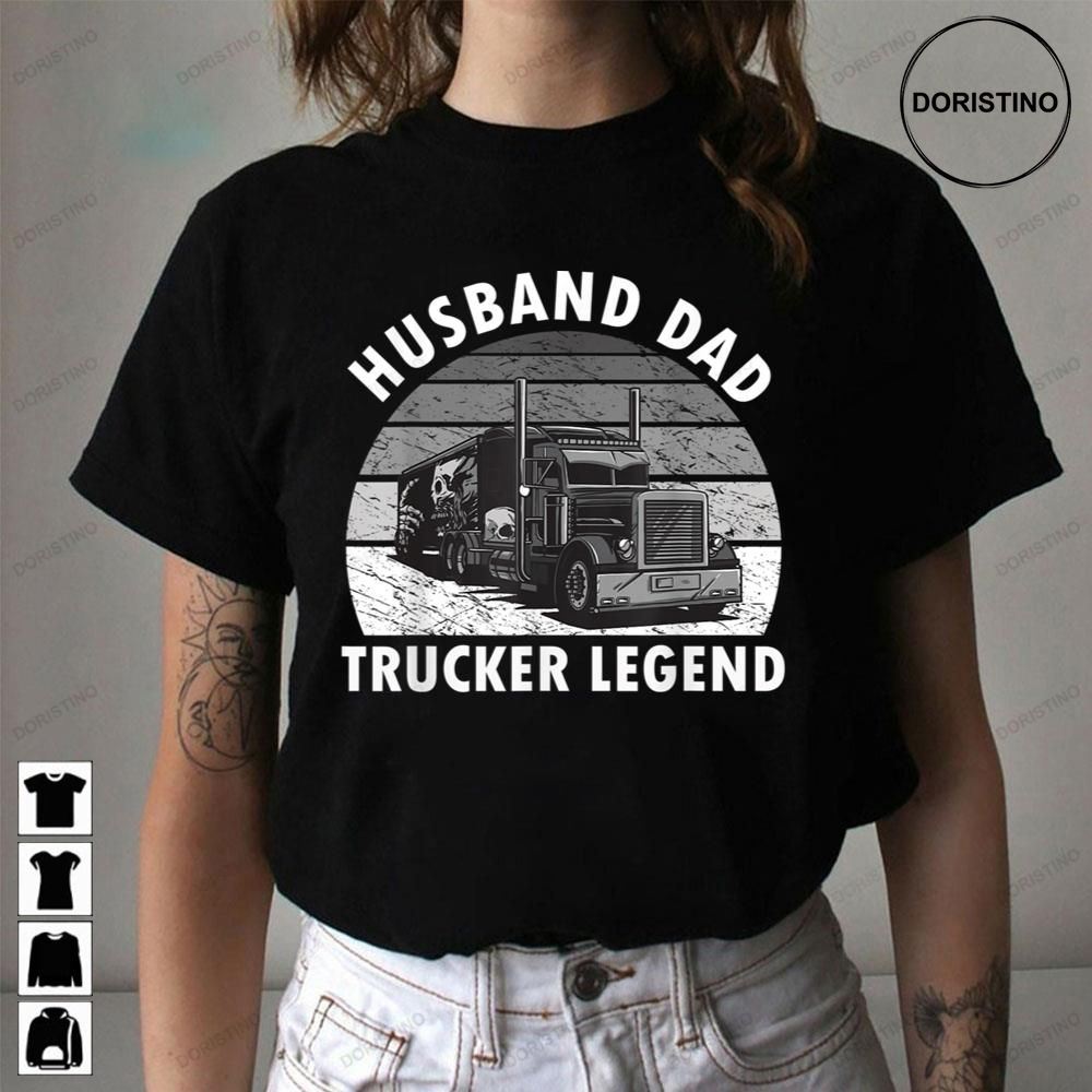 Black White Vintage Husband Dad Trucker Legend Awesome Shirts